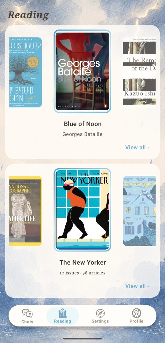 Reading home: current book and magazines